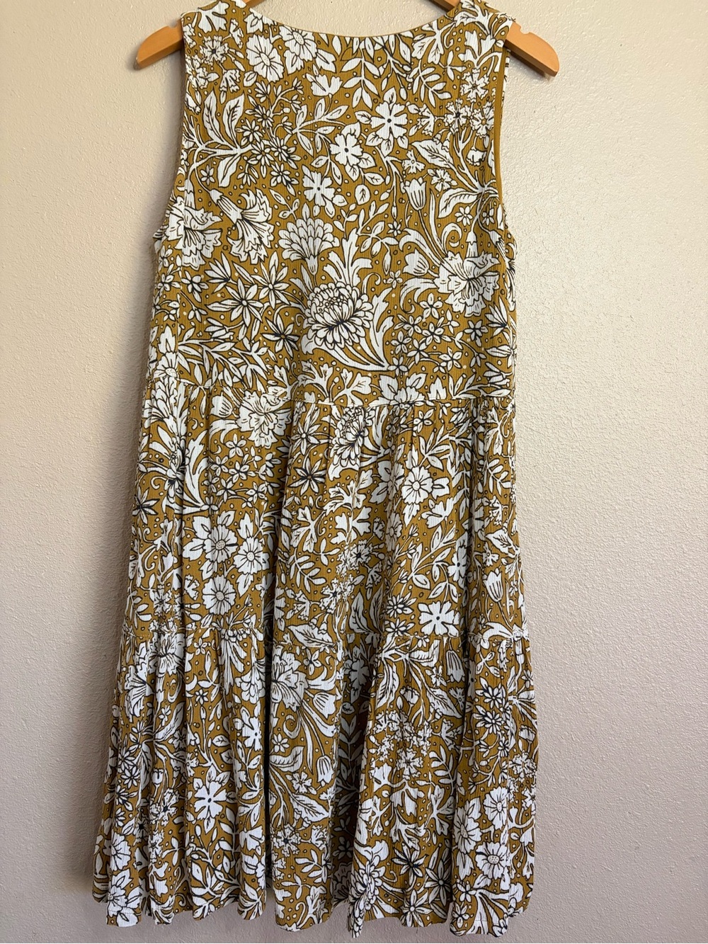 Rachel Ashwell Floral Smock Sleeveless Midi Dress Mustard Yellow - Picture 4 of 9